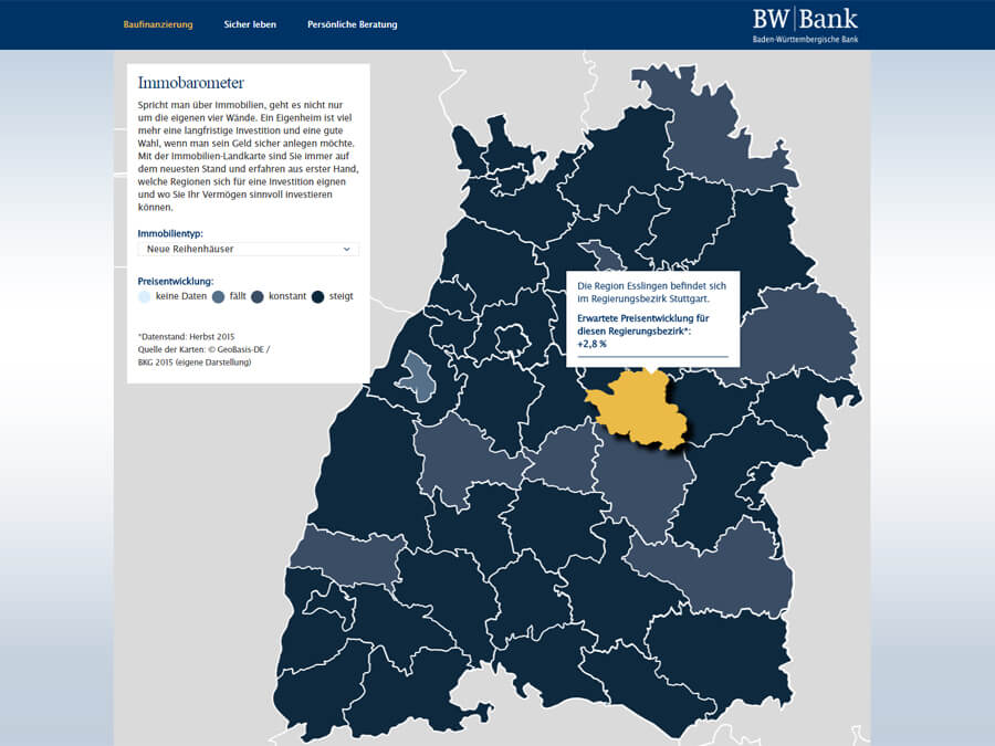 BW-Bank: Interaktive Immobilienkarten aus Basis von Vektorgrafiken